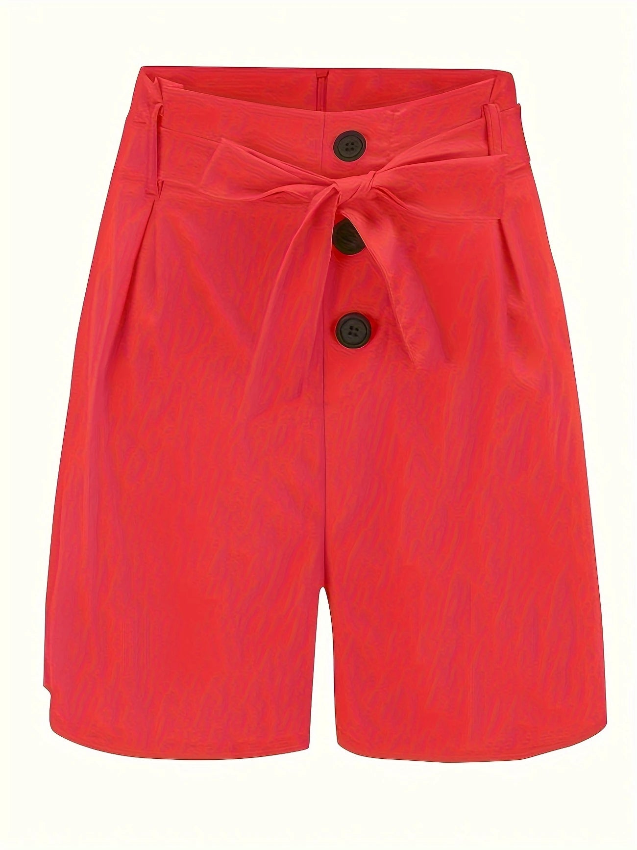 Short de Plage Femme à Ceinture Nouée – Taille Haute avec Boutons, Élégant & Léger pour l’Été