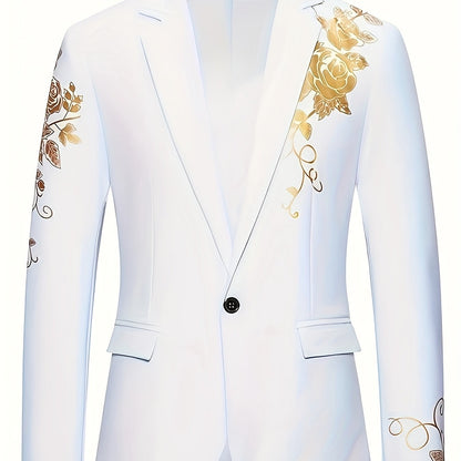 Veste de Costume d'Affaires avec Estampage à Chaud, coloris Blanc