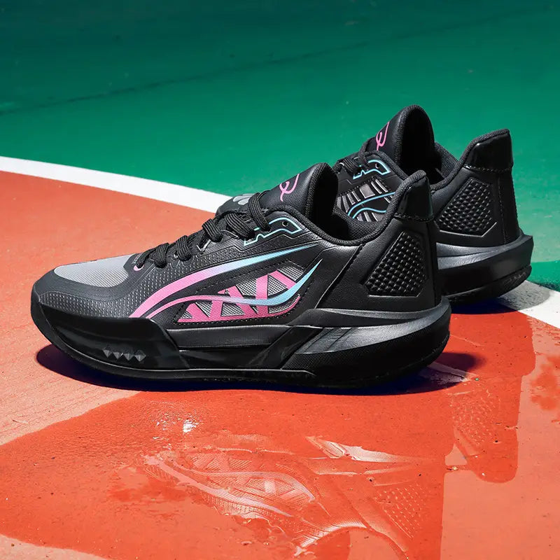 Baskets garçon – Chaussures de sport rose respirantes avec semelle antidérapante pour basketball