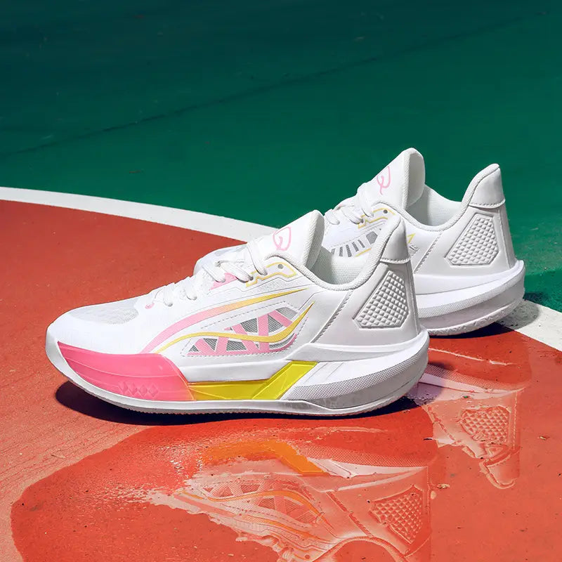 Baskets garçon – Chaussures de sport rose respirantes avec semelle antidérapante pour basketball