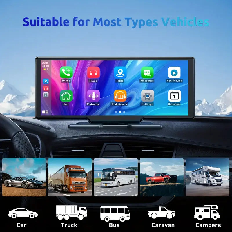 Autoradio Écran Tactile HD Universel – GPS, Bluetooth, CarPlay & Android Auto pour Voiture, Camion, Bus, Caravane et Camping-Car