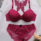 Ensemble lingerie femme push-up – Soutien-gorge à armatures avec culotte nœud chic