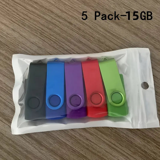 Lot de 5 Clés USB  Multicolores – Stockage Portable Pivotant pour Ordinateur, Bureau et École