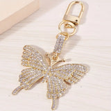 Porte-clés papillon doré strass, coloris Doré