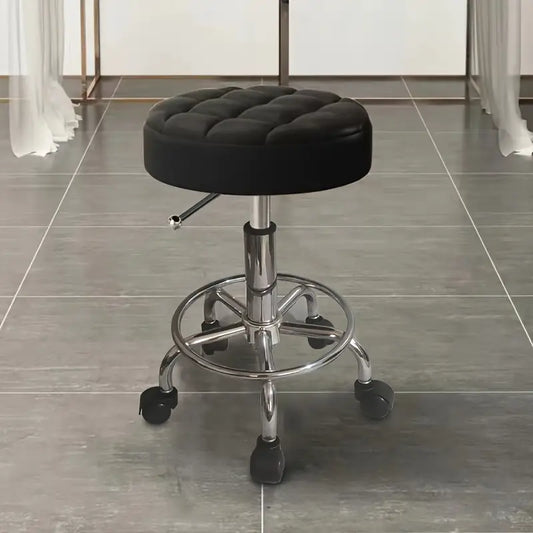 Tabouret de Travail à Roulettes Réglable – Siège Rembourré Pivotant pour Salon, Bureau et Atelier