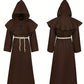 Robe de moine médiévale homme – Costume fantaisie religieux avec capuche et corde