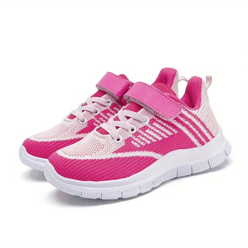 Baskets fille rouge et noir – Chaussures de sport légères en maille respirante avec semelle antidérapante