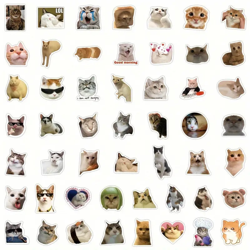 Autocollants Chats Amusants – Stickers Vinyle Humoristiques pour Ordinateur Portable, Tablette et Journal Décoratif