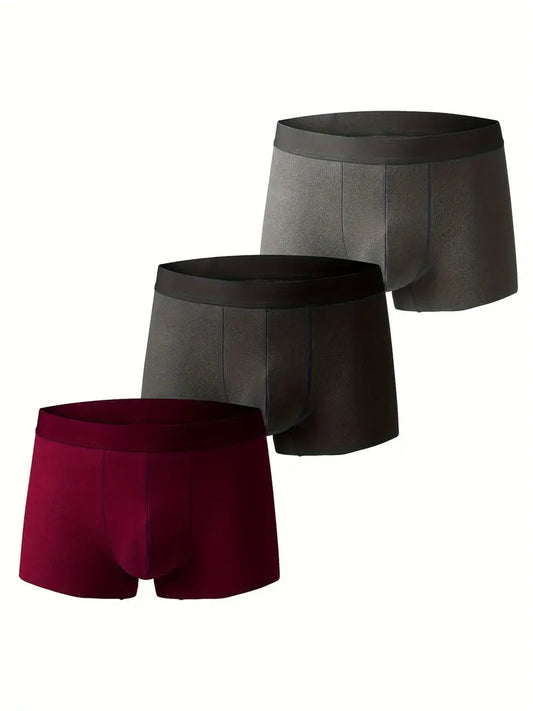 Boxer thermique homme – Lot de 3 (gris & bordeaux) – Sous-vêtements chauds et confortables pour l’hiver