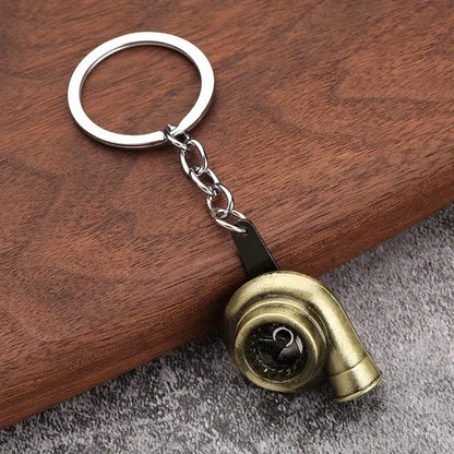 Porte-clés turbo voiture en métal – Breloque mécanique sportive pour homme