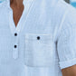 Chemise Homme Col Mao Décontractée – Manches Courtes Boutonnée, Style Estival Chic