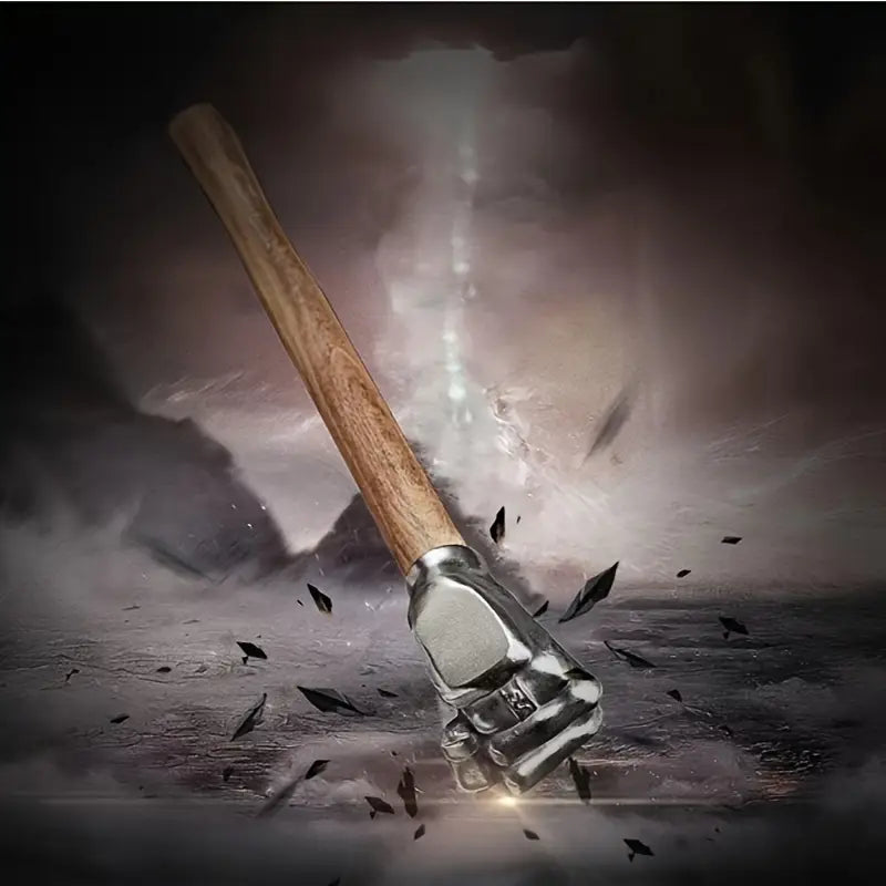 Marteau Original Poing en Acier avec Manche en Bois – Outil à Main Robuste pour Bricolage et Décoration