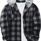 Chemise à carreaux avec capuche, coloris Gris