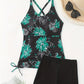 Tankini shorty noir à fleurs – Ensemble deux pièces sport chic