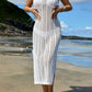 Robe de Plage en Maille Crochet – Tunique Longue Transparente Élégante Été