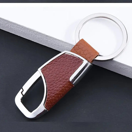 Porte-clés homme en cuir et métal – Mousqueton élégant et robuste pour clés de voiture