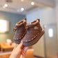 Bottes bébé fille hiver fourrées antidérapantes, coloris Marron clair-1