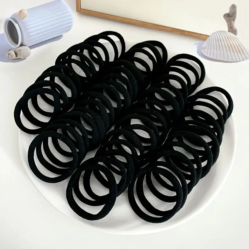 Lot d'Élastiques Cheveux Sans Métal – Tons Neutres, Noirs, Colorés, Doux et Solides pour Tous Types de Cheveux