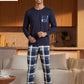 Ensemble pyjama 2 pièces grande taille pour homme automne/hiver