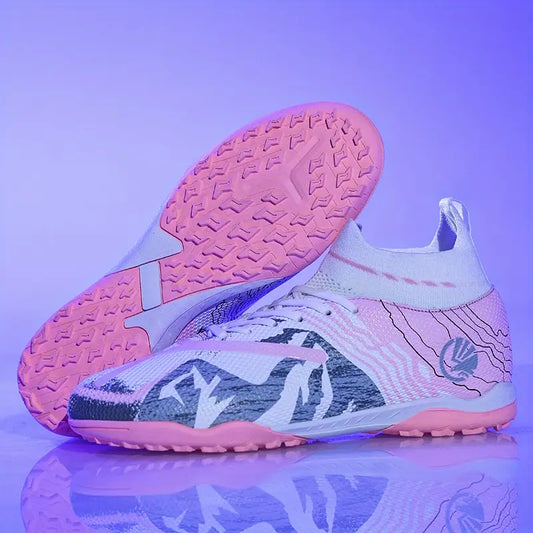 Chaussures de sport fille – Baskets de football en salle vert fluo et noir avec semelle antidérapante