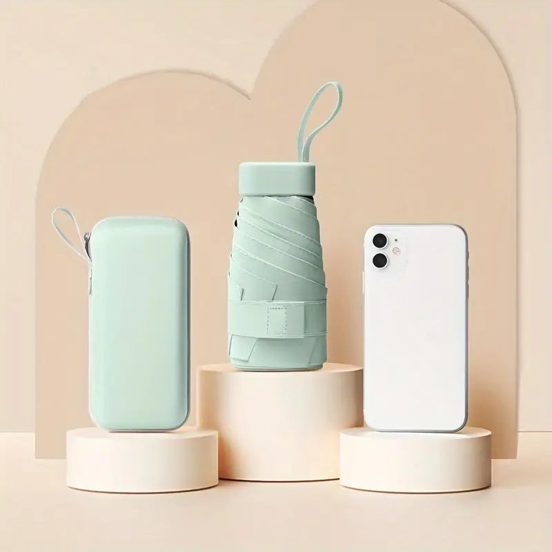 Parapluie pliable vert kaki avec étui rigide  Compact, élégant et résistant