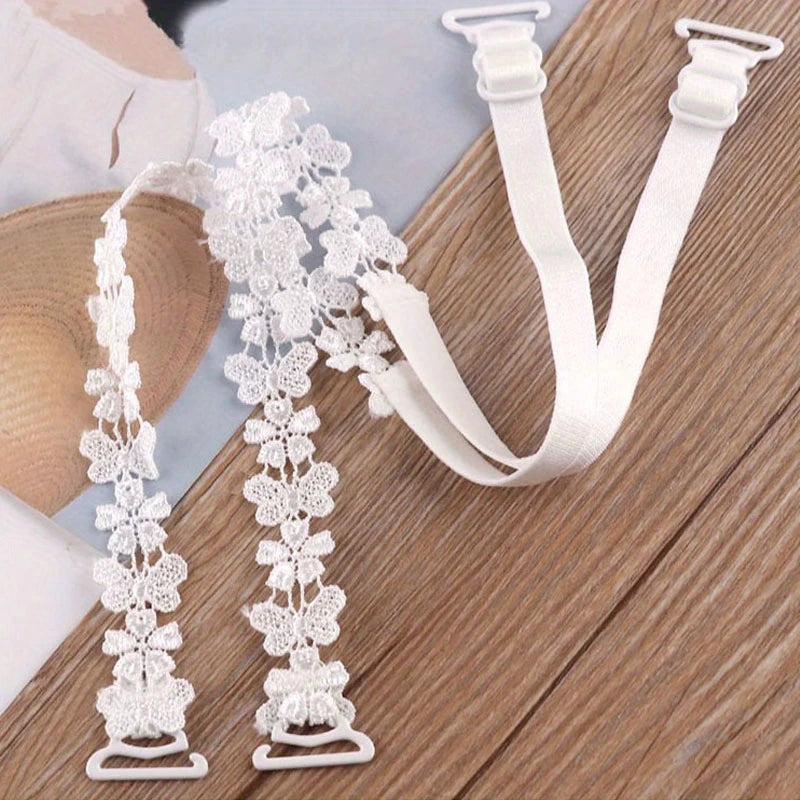 Bretelles de Soutien-Gorge en Dentelle Florale – Réglables & Élégantes, Accessoire Lingerie Femme Chic & Confortable