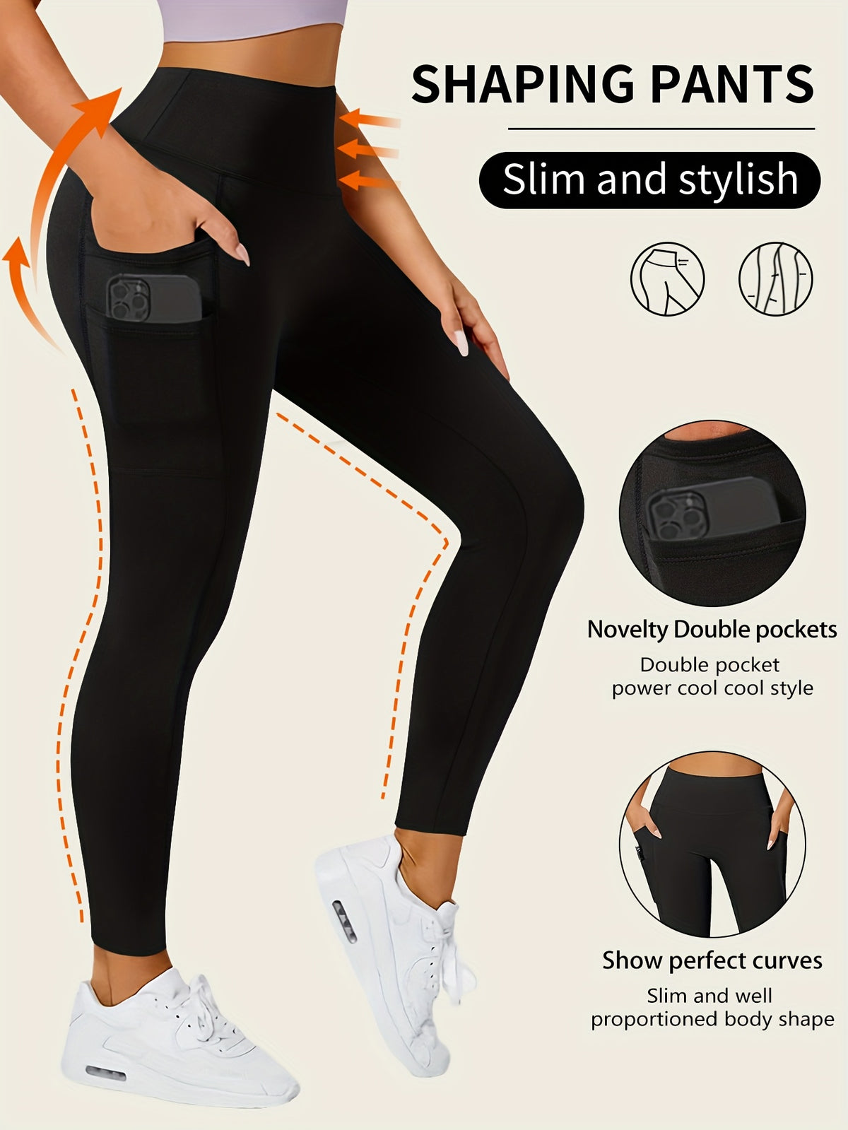 Leggings de yoga poche à ligne ciblée pour un développement sans complexe