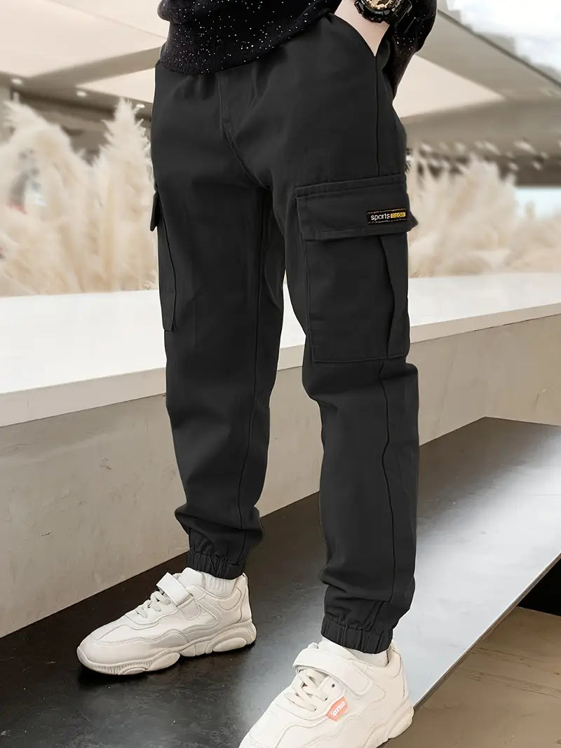 Pantalon Cargo Garçon avec Poches Latérales – Pantalons Enfant Mode Décontractée et Confort Quotidien