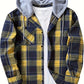 Chemise à carreaux avec capuche, coloris Jaune