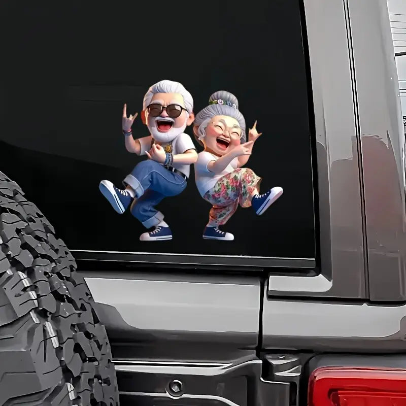 Autocollant Voiture Couple de Personnages Rigolos – Sticker Décoratif Amusant et Original
