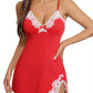 Nuisette Sexy Femme avec Dentelle Contrastée – Lingerie de Nuit Glamour à Bretelles Fines et Fente Séduisante