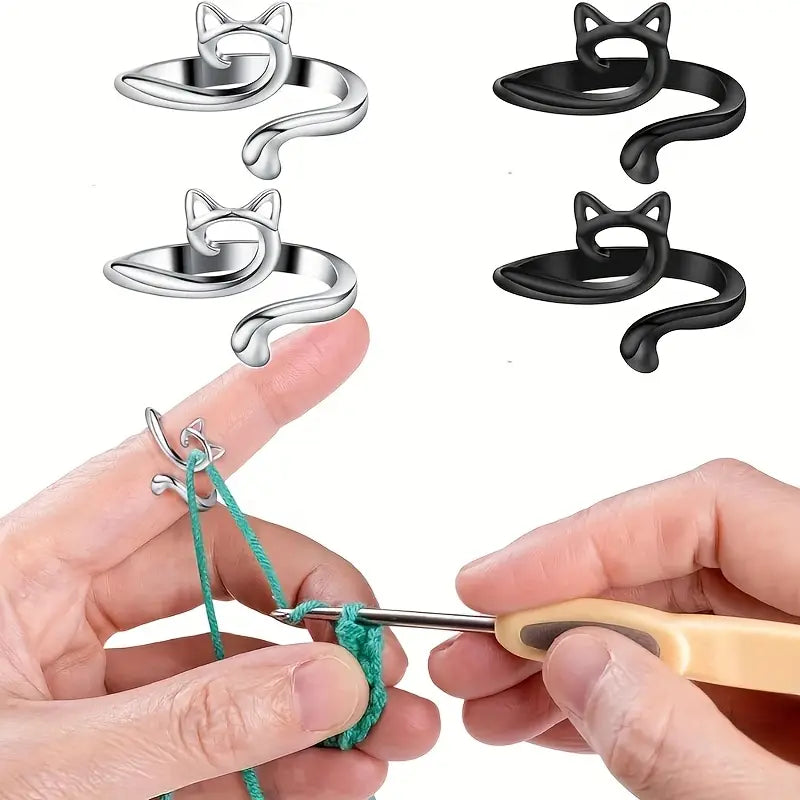 Bague Guide-Fil Chat pour Crochet et Tricot – Accessoire Pratique et Original pour Fils et Laine