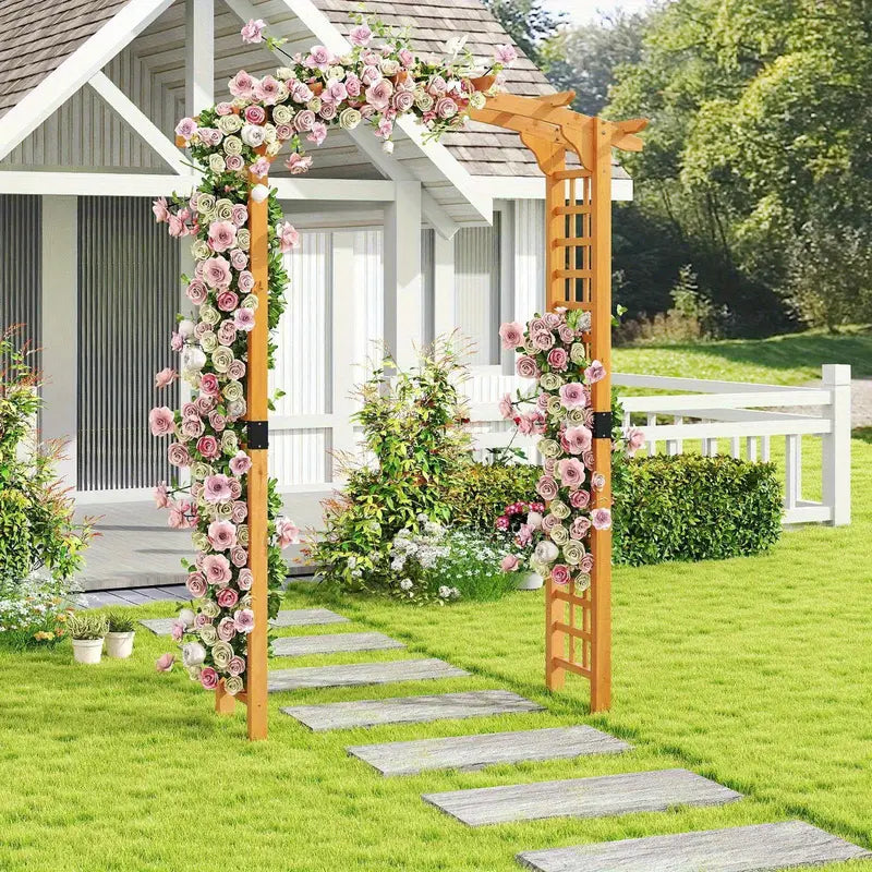Arche de jardin en bois avec treillis  Support pour rosiers et plantes grimpantes, idéale pour décoration extérieure élégante