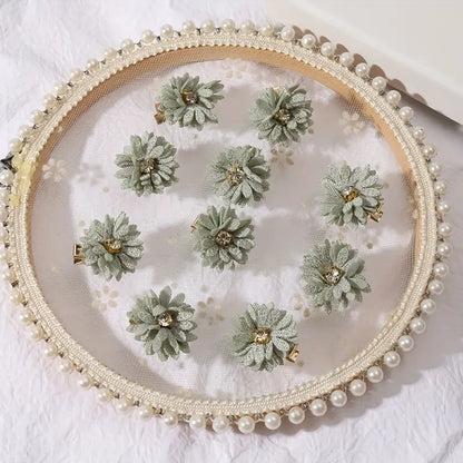Décorations cheveux mariage femme fleurs blanches avec strass – Accessoires élégants pour coiffure de mariée
