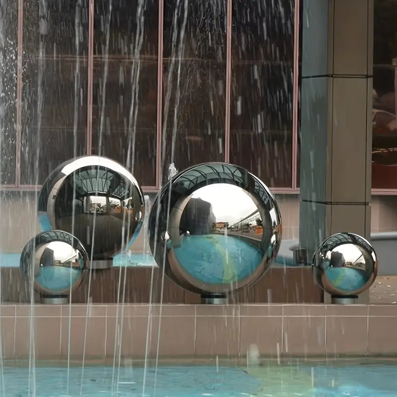 Boule Miroir Décorative de Jardin – Sculpture Moderne en Acier Inoxydable pour Extérieur, Terrasse et Étang
