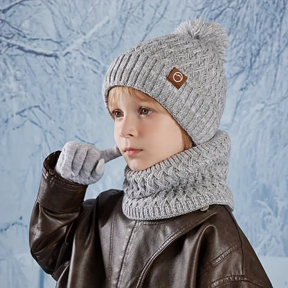 Ensemble Bonnet – Écharpe et Gants Enfant, coloris Gris