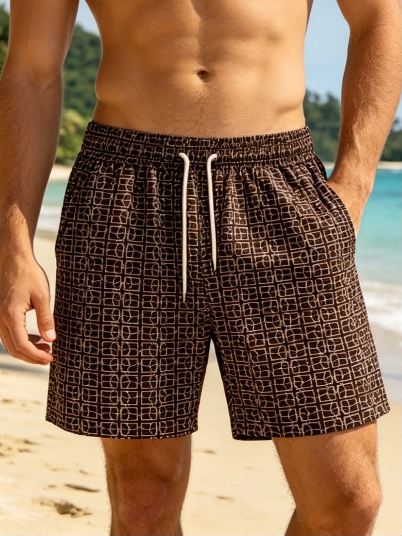 Short de plage grande taille pour homme avec imprimés à motifs