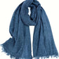 Écharpe homme bleu denim – Foulard long en coton léger avec finitions effilées