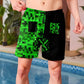 Maillot de bain garçon short plage vert et noir style pixel