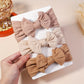 Lot de 3 Bandeaux Noués en Coton Doux, Headbands Élastiques avec Grand Nœud pour Filles Nouveau-Nés et Enfants