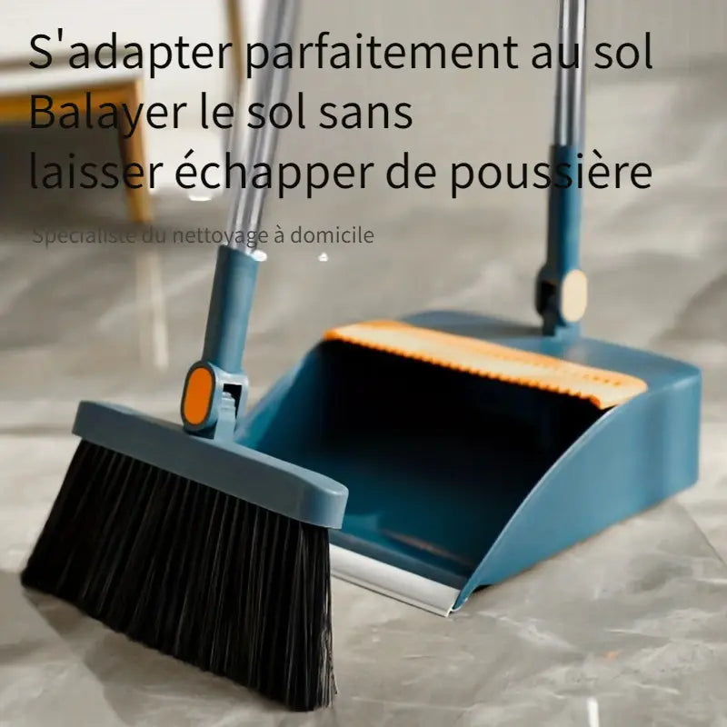 Set Balai et Pelle à Long Manche avec Brosse Anti-Poussière – Rangement Vertical et Nettoyage Facile