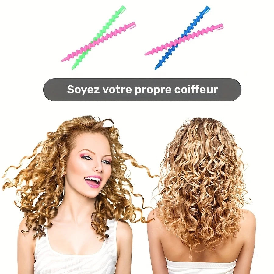 Bigoudis Spirales Magiques Sans Chaleur – Lot de 20 Curlers Colorés pour Boucles Définies Facilement