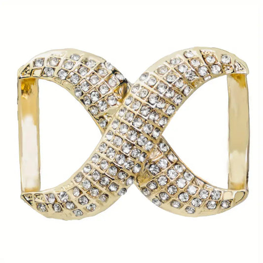 Épingle décorative femme en strass dorés – Bouton bijou élégant pour vêtements et accessoires