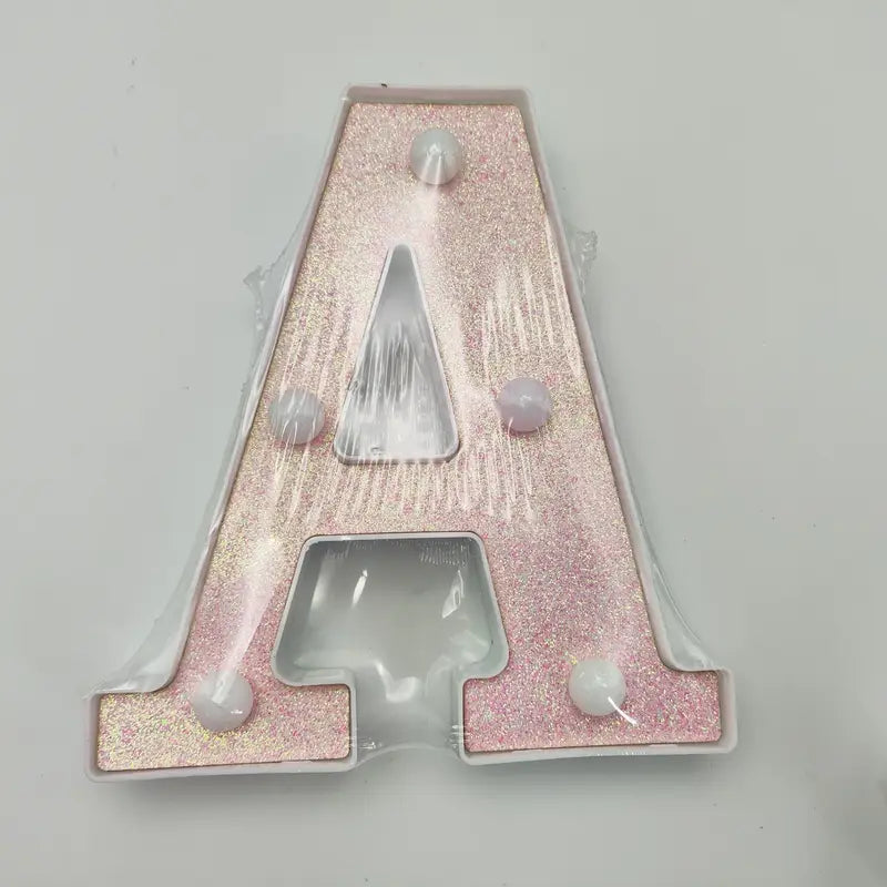 Lettre Lumineuse LED Alphabet Décorative – Initiale E Rose Pailleté pour Éclairage de Chambre et Fête