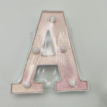 Lettre Lumineuse LED Alphabet Décorative – Initiale E Rose Pailleté pour Éclairage de Chambre et Fête
