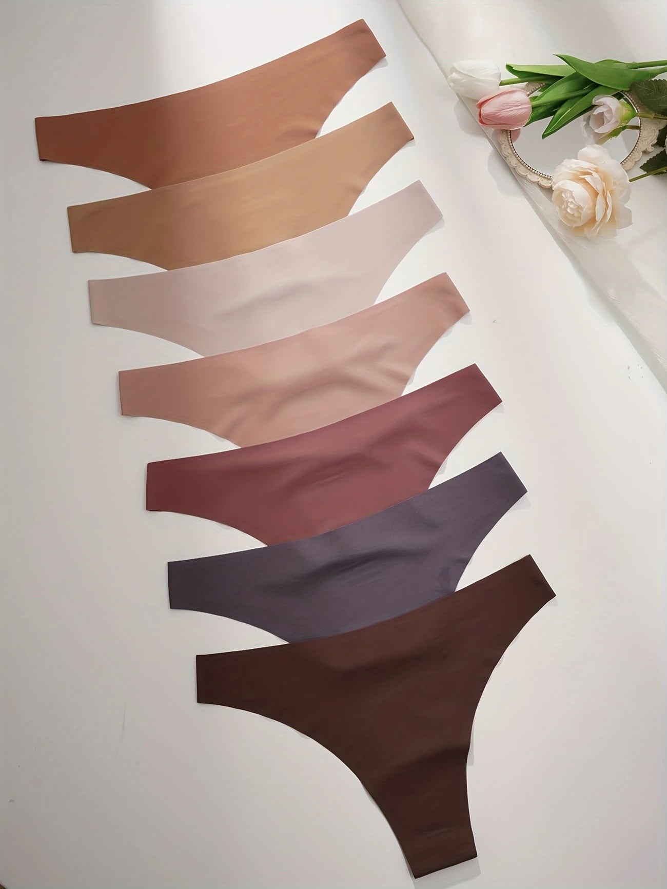 Lot de Strings Invisibles Femme Sans Couture – Multicolores Tons Nude, Culottes Seconde Peau Ultra Confortables