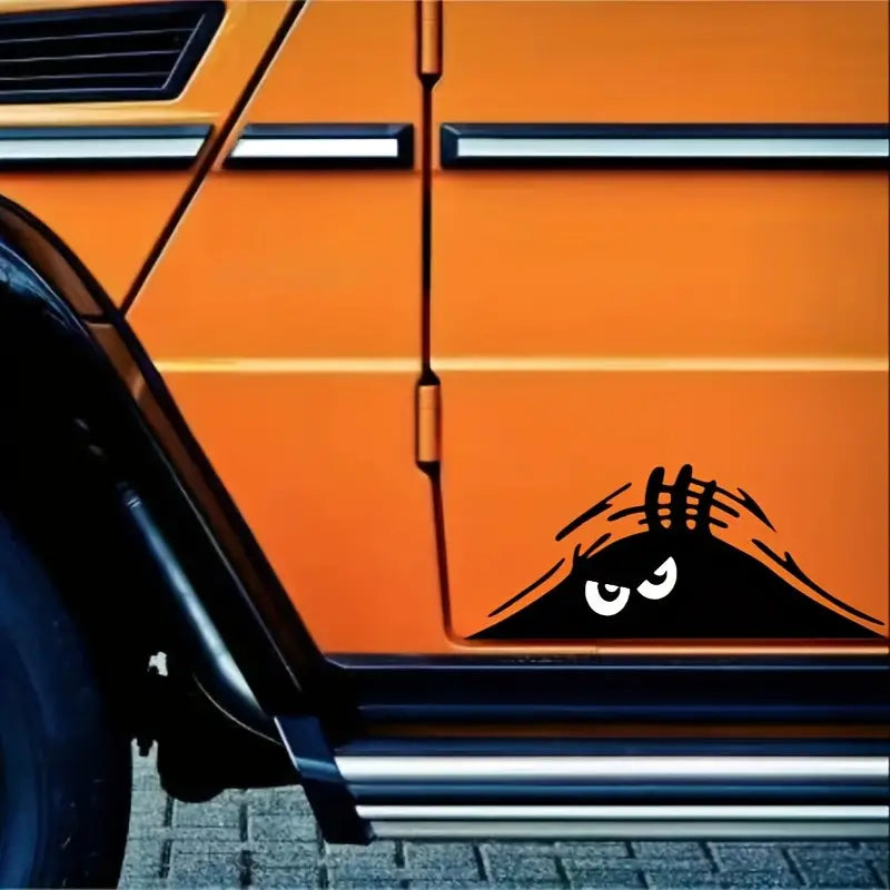 Autocollant Voiture Monstre Drôle – Sticker Regard qui Espionne, Décoration Originale Pare-Chocs et Coffre