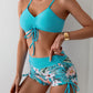 Short de bain floral taille haute pour femme – Coupe galbante et imprimé tropical, parfait pour l’été