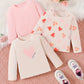 T-shirt Fille Manches Longues Motif Cœur – Hauts Enfant Coton Confortables et Tendance