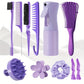 Kit Accessoires Cheveux 11-en-1 – Brosses, Peignes, Vaporisateur, Clips & Massage Cuir Chevelu